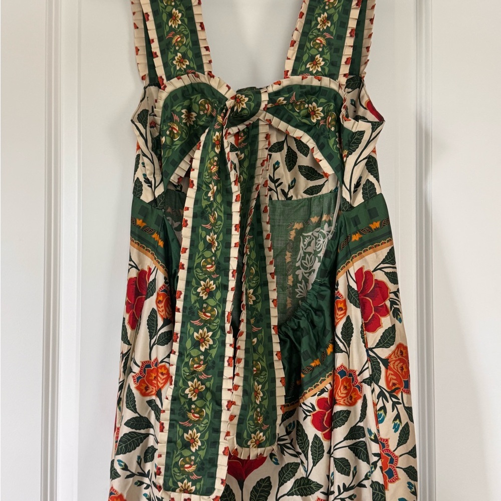 NWT FARM Rio Green & Cream Floral Maxi Skirt with Rust Accents - Picture 4 of 7
